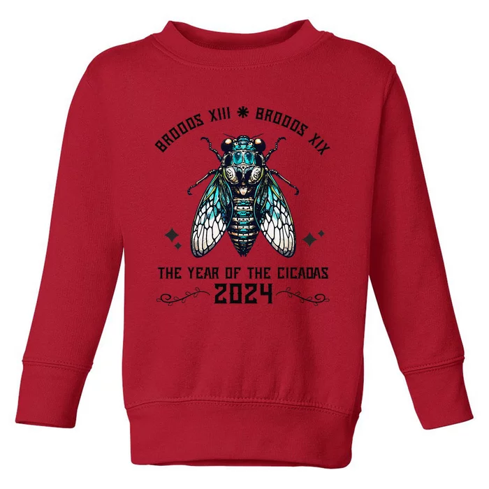 Cicada Lover Brood Xix Brood Xiii Year Of The Cicada 2024 Toddler Sweatshirt