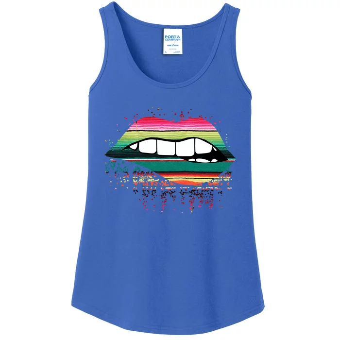 Cool Lips Bite Me Sarape Print Lips Valentine Day Meaningful Gift Ladies Essential Tank