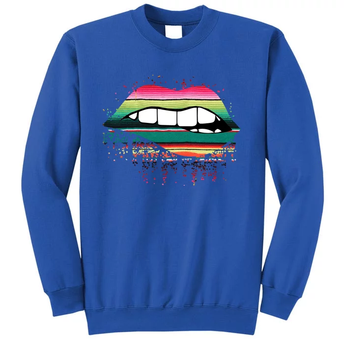 Cool Lips Bite Me Sarape Print Lips Valentine Day Meaningful Gift Tall Sweatshirt