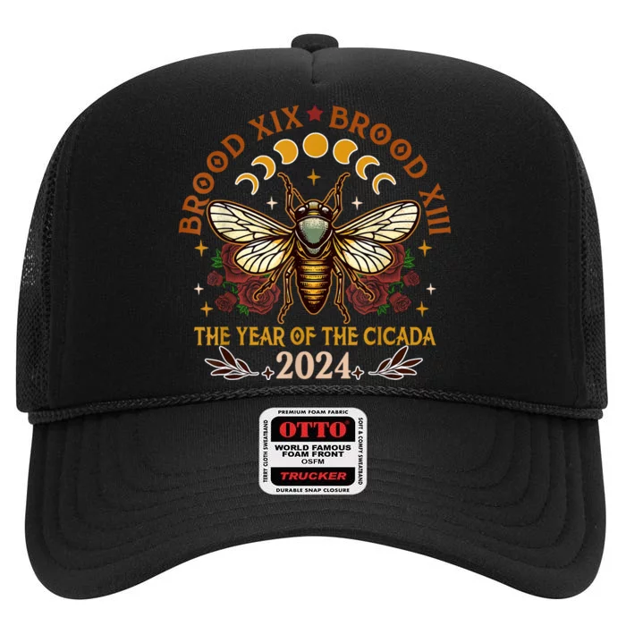 Cicada Lover Brood Xix Brood Xiii Year Of The Cicada 2024 High Crown Mesh Trucker Hat