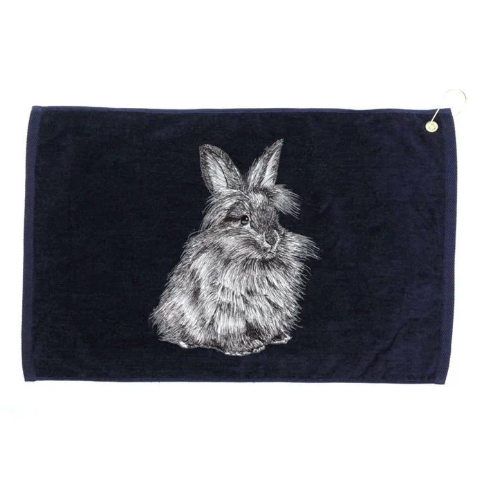 Cute Lionhead Bunny Rabbit Sketch Gift Grommeted Golf Towel