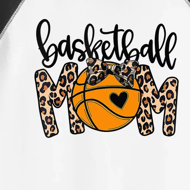 Cute Leopard Basketball Mom With Bow Tie Funny Mothers Day Toddler Fine Jersey T-Shirt