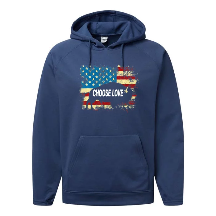 Choose Love Bills Buffalo Choose Love America Flag Performance Fleece Hoodie