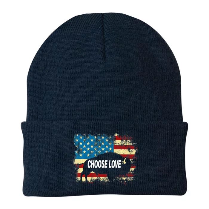 Choose Love Bills Buffalo Choose Love America Flag Knit Cap Winter Beanie