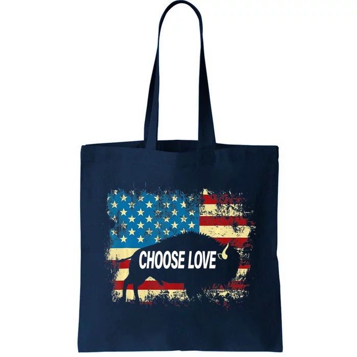 Choose Love Bills Buffalo Choose Love America Flag Tote Bag