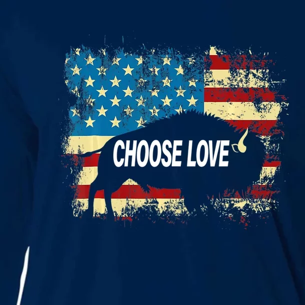 Choose Love Bills Buffalo Choose Love America Flag Cooling Performance Long Sleeve Crew