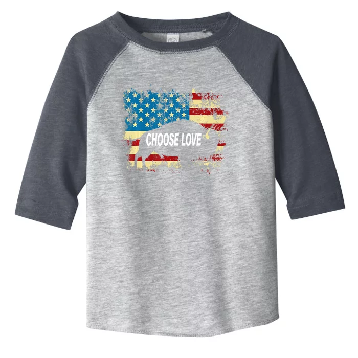 Choose Love Bills Buffalo Choose Love America Flag Toddler Fine Jersey T-Shirt