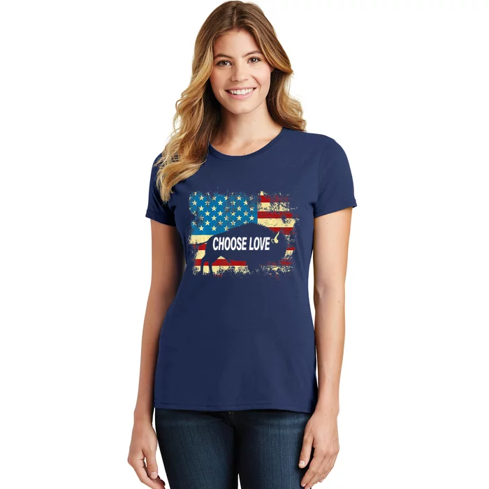 Choose Love Bills Buffalo Choose Love America Flag Women's T-Shirt