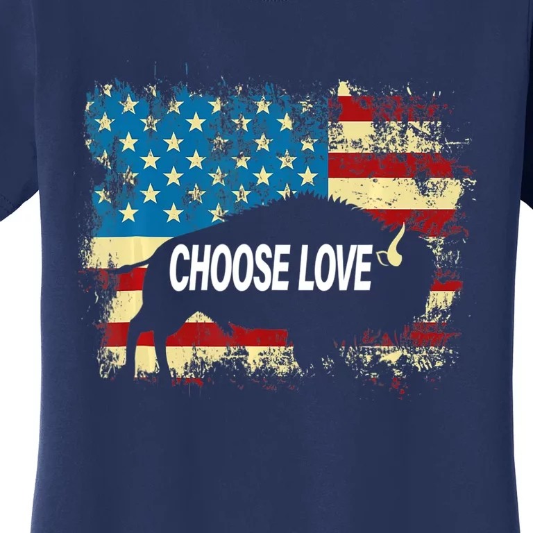 Choose Love Bills Buffalo Choose Love America Flag Women's T-Shirt