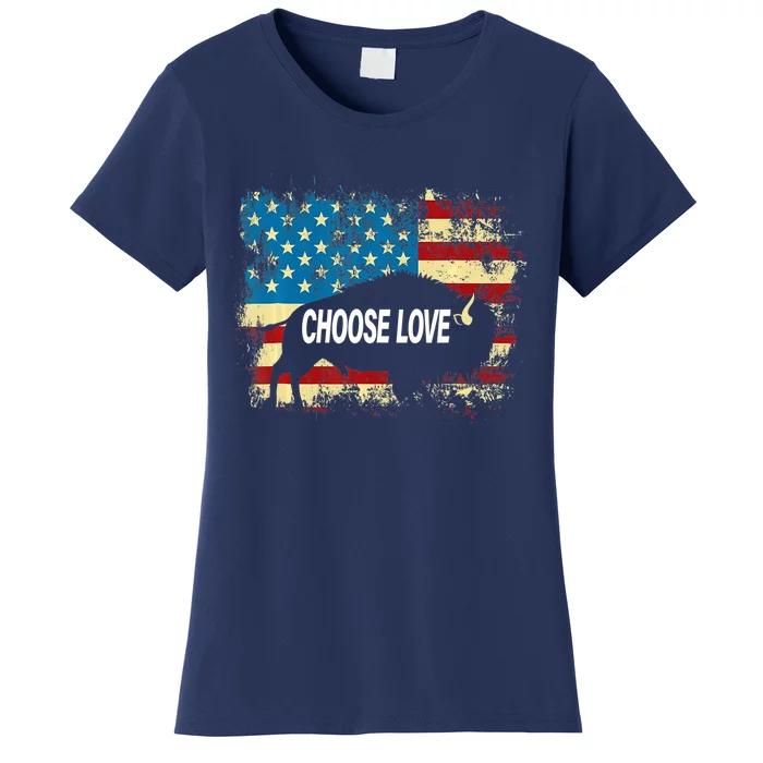 Choose Love Bills Buffalo Choose Love America Flag Women's T-Shirt