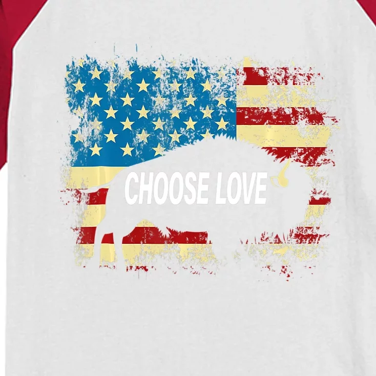 Choose Love Bills Buffalo Choose Love America Flag Kids Colorblock Raglan Jersey