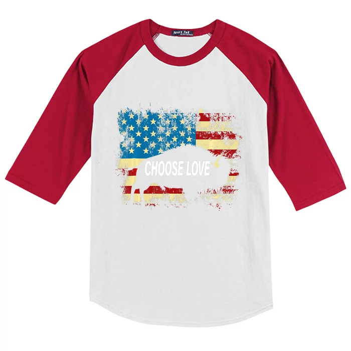 Choose Love Bills Buffalo Choose Love America Flag Kids Colorblock Raglan Jersey