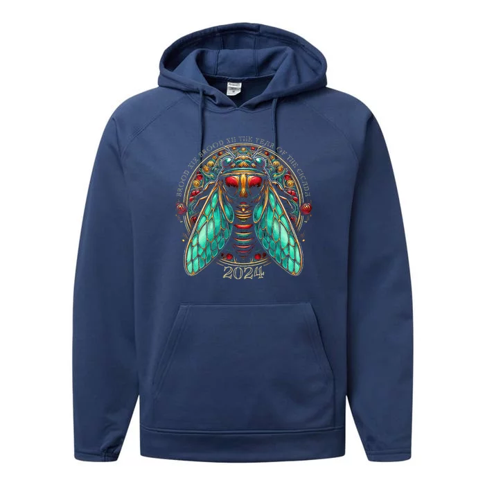 Cicada Lover Brood Xix Brood Xiii Year Of The Cicada 2024 Performance Fleece Hoodie