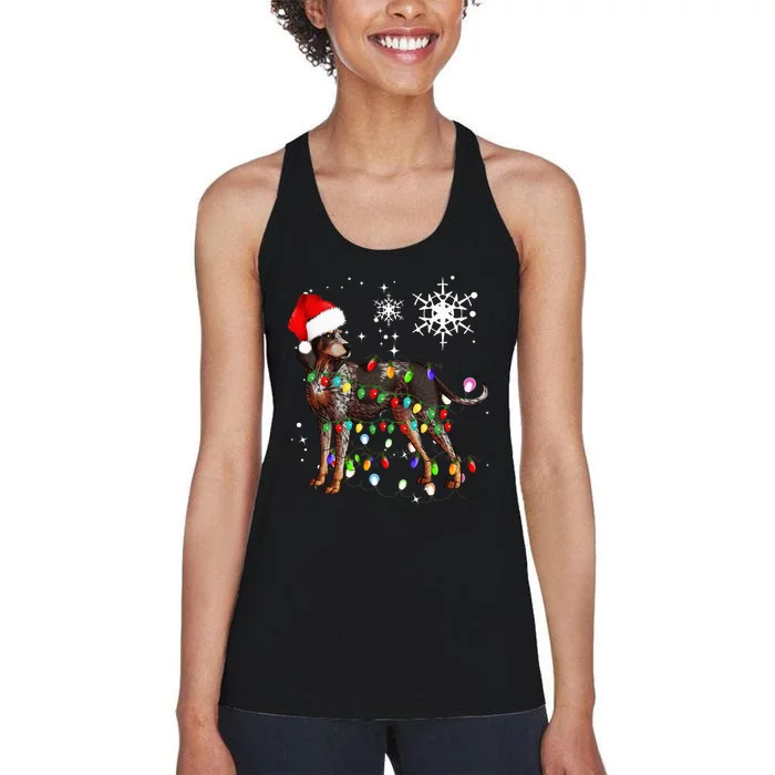 Christmas Lights Bluetick Coonhound Dog Women's Racerback Tank