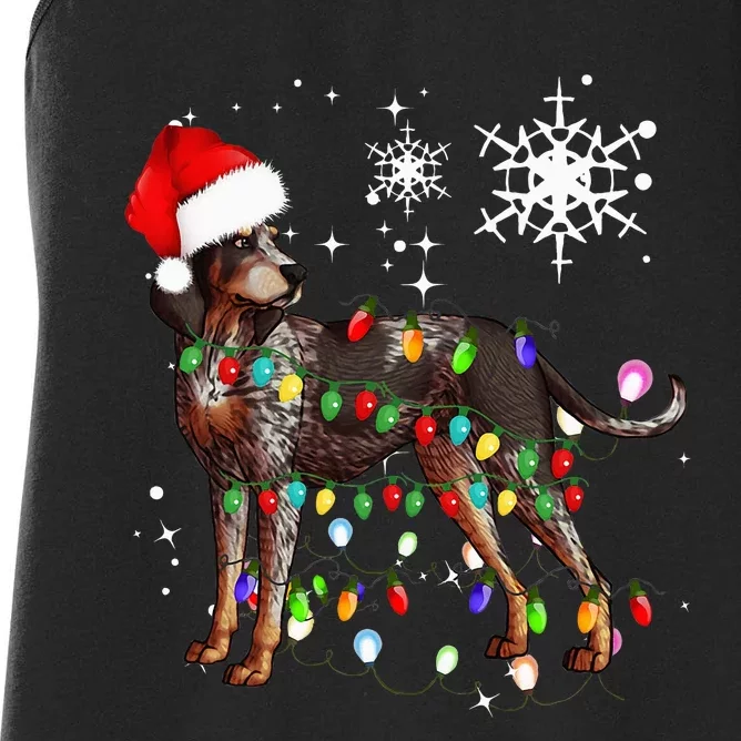 Christmas Lights Bluetick Coonhound Dog Women's Racerback Tank