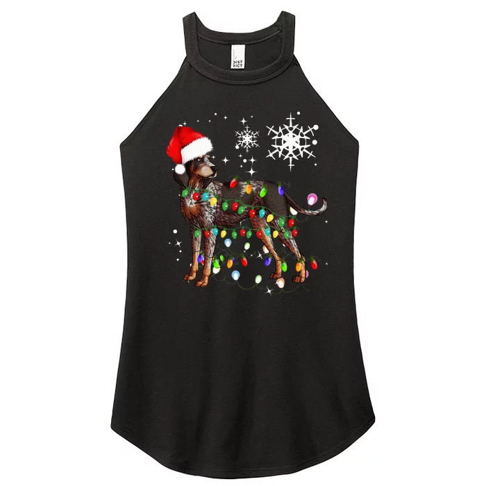 Christmas Lights Bluetick Coonhound Dog Women’s Perfect Tri Rocker Tank