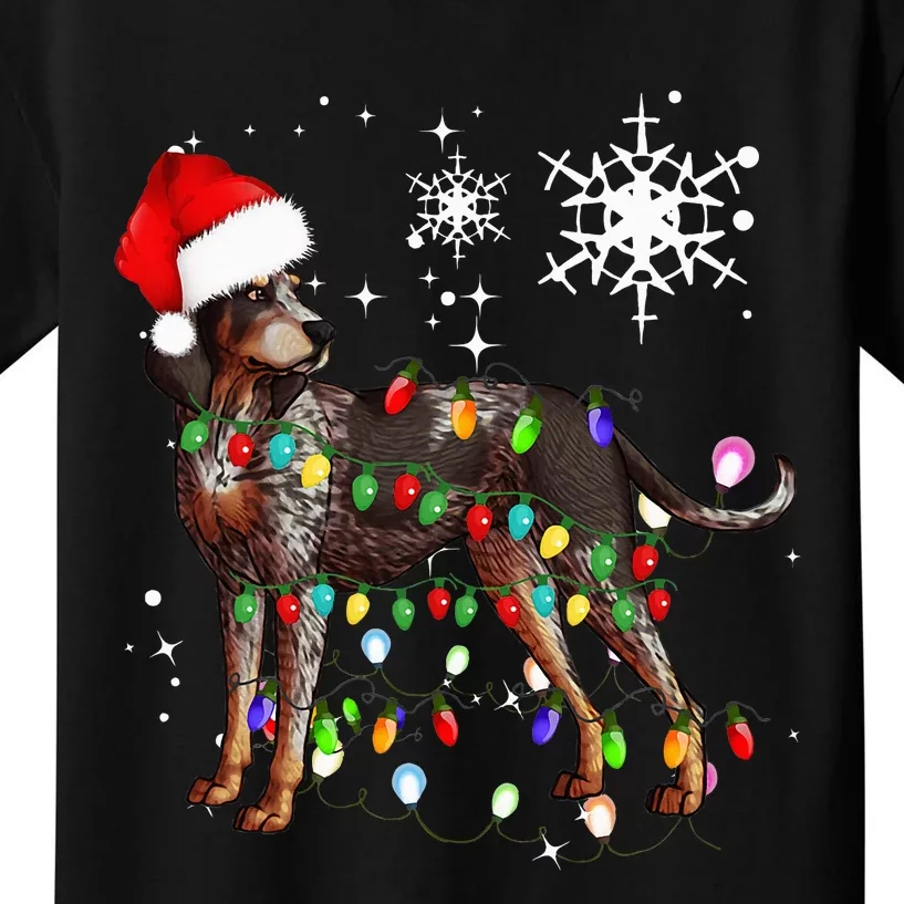 Christmas Lights Bluetick Coonhound Dog Kids T-Shirt