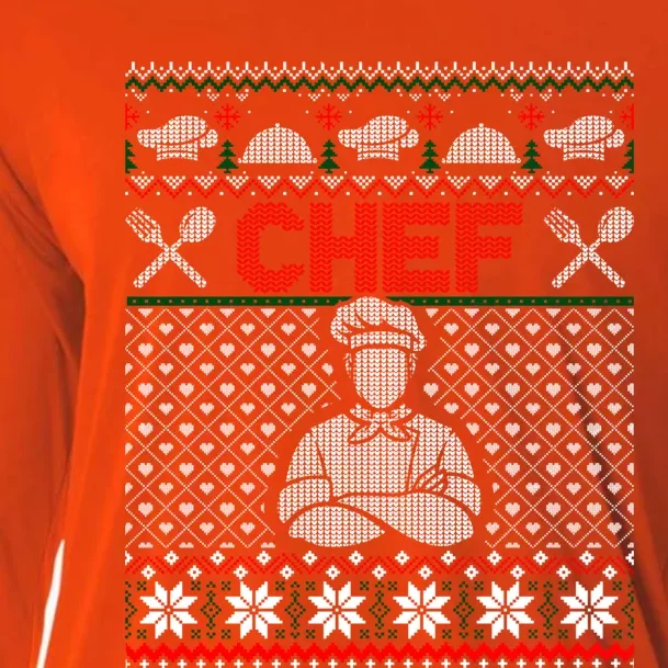 Chef Lover Christmas Ugly Xmas Sweater Gift Cooling Performance Long Sleeve Crew