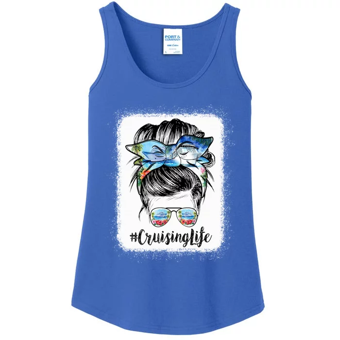 Cruising Life Cruise Messy Bun Hair Sunglasses Mom Great Gift Ladies Essential Tank