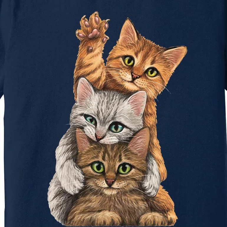 Cute Little Cats Playing Build Wall For Lovers Kitty Kittens Premium T-Shirt