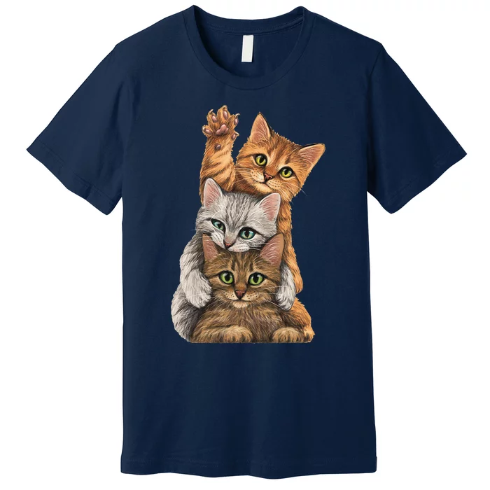 Cute Little Cats Playing Build Wall For Lovers Kitty Kittens Premium T-Shirt