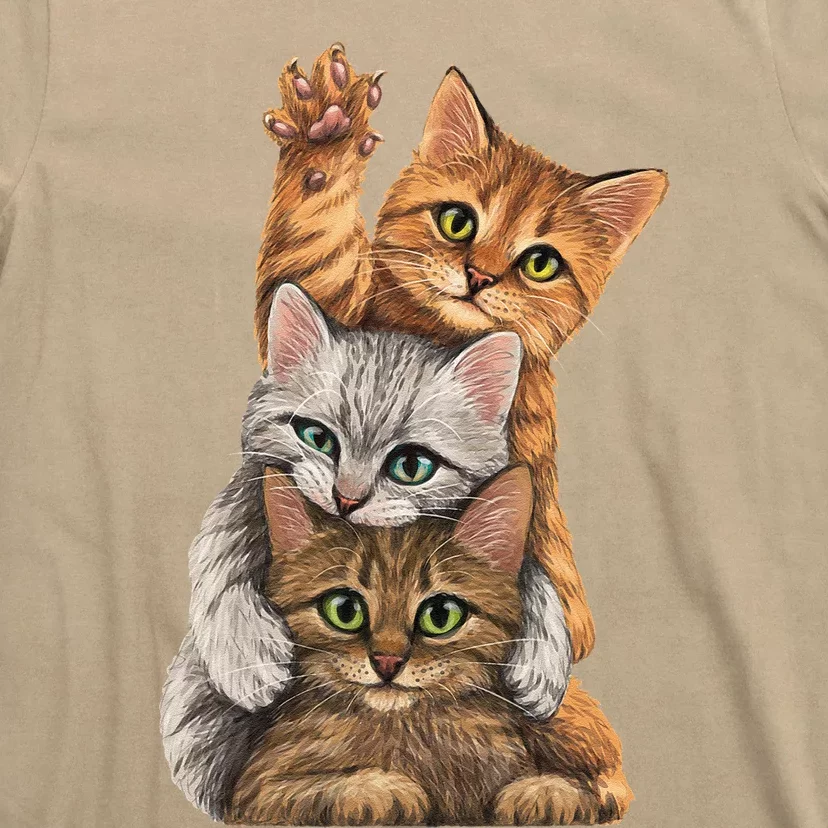 Cute Little Cats Playing Build Wall For Lovers Kitty Kittens T-Shirt