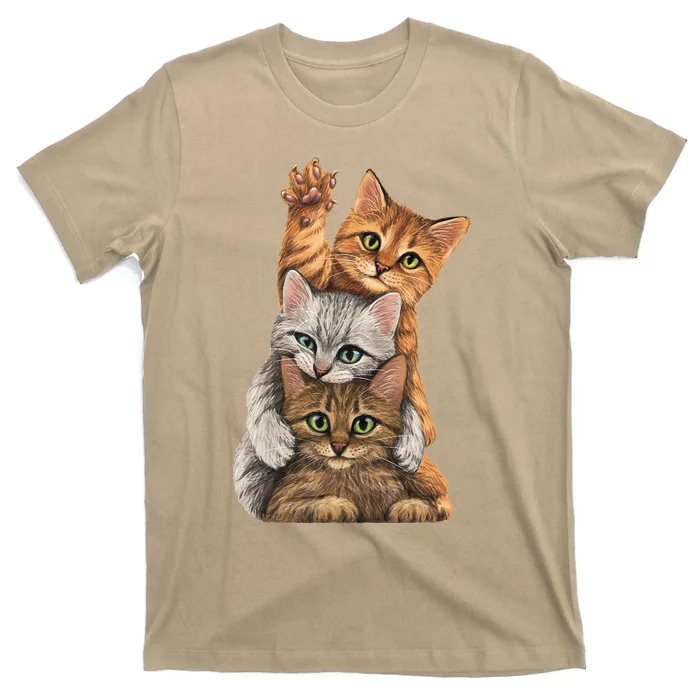 Cute Little Cats Playing Build Wall For Lovers Kitty Kittens T-Shirt