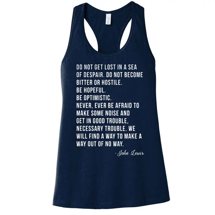 Congressman Lewis Civil Rights Hero Ombre Color Quote Women's Racerback Tank