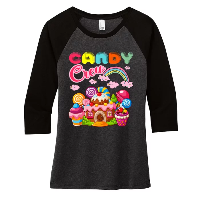 Candy Land Candy Crew Decorations Sweetie Candy Squad Women's Tri-Blend 3/4-Sleeve Raglan Shirt