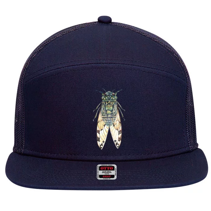 Cicada Lover Cicada Fest 2024 Funny Bug Lover Entomologist Summertime 7 Panel Mesh Trucker Snapback Hat