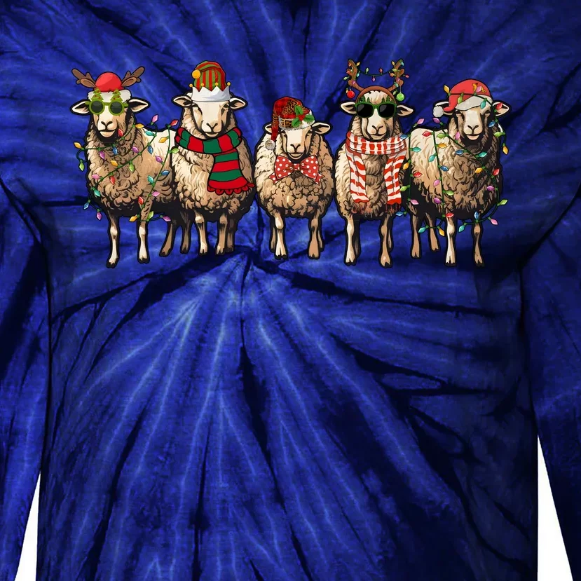 Christmas Light Cute Santa Deer Holiday Season Tie-Dye Long Sleeve Shirt