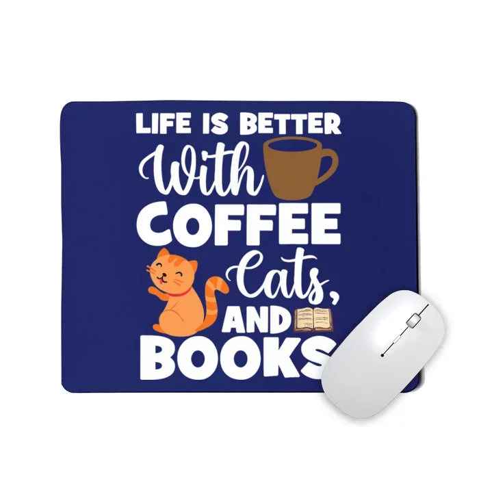 Cat Lovers Cats And Books Coffee Cats And Books Cat Books Mousepad