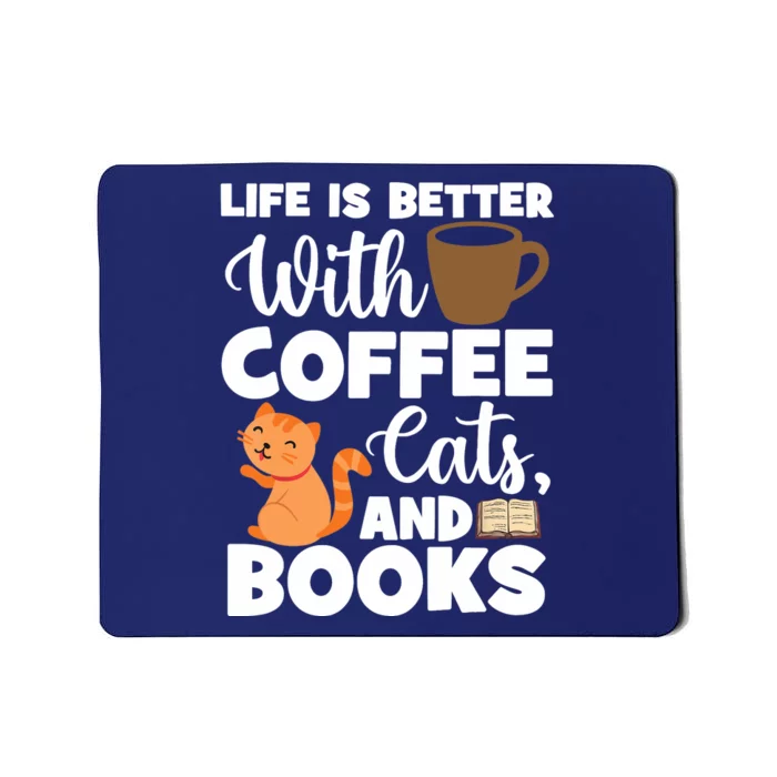 Cat Lovers Cats And Books Coffee Cats And Books Cat Books Mousepad