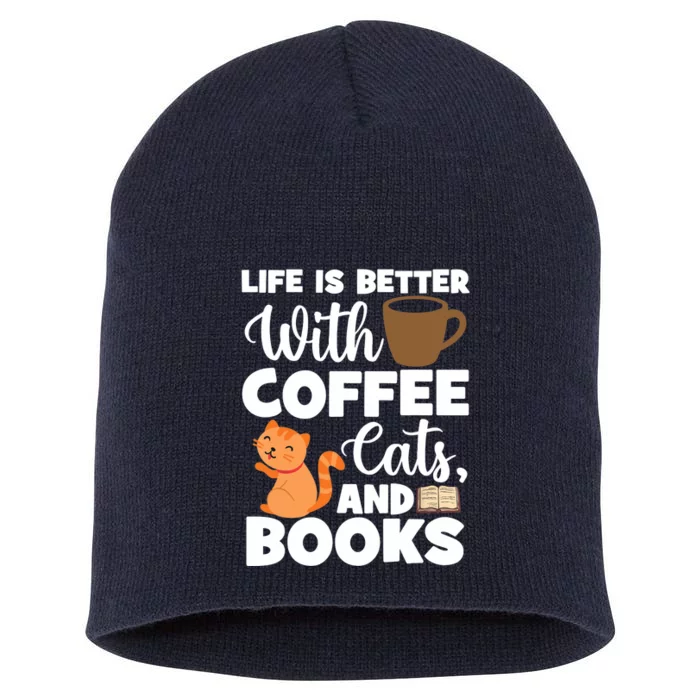 Cat Lovers Cats And Books Coffee Cats And Books Cat Books Short Acrylic Beanie