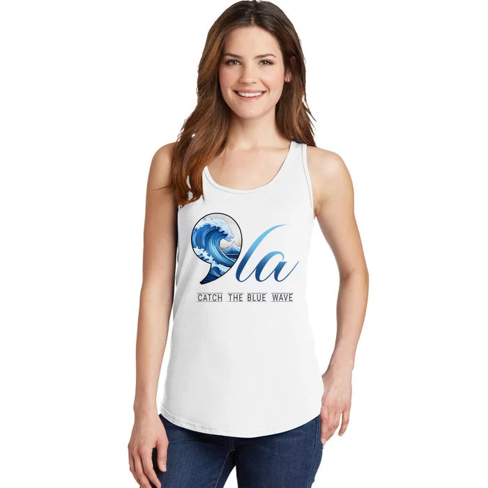 Comma La Catch The Blue Wave Vote Kamala President 24 Harris Ladies Essential Tank