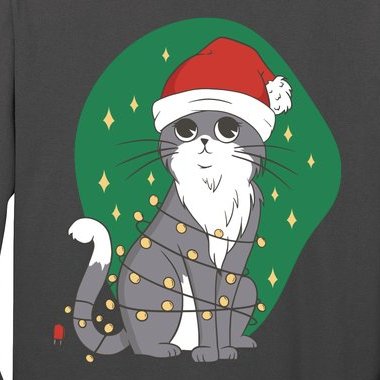 Christmas Lights Cute Cat Long Sleeve Shirt