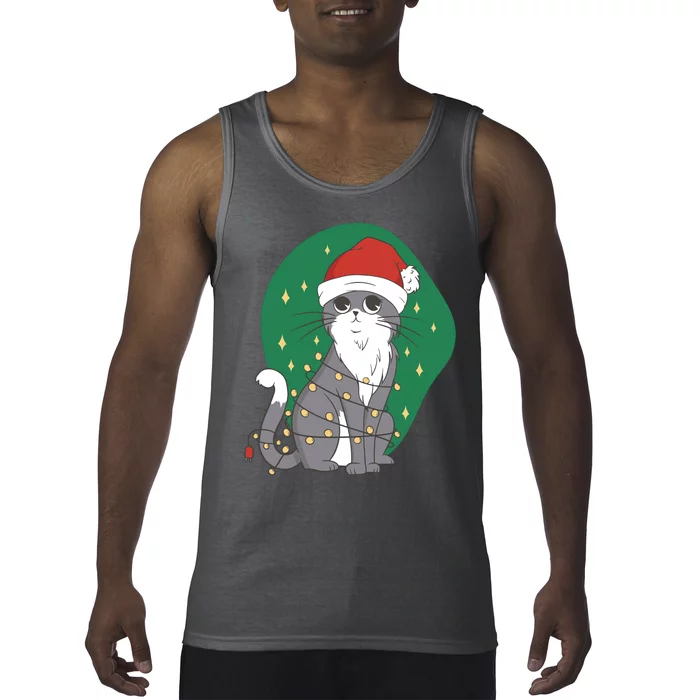 Christmas Lights Cute Cat Tank Top