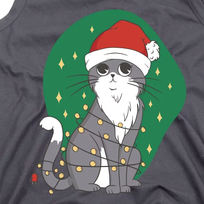 Christmas Lights Cute Cat Tank Top