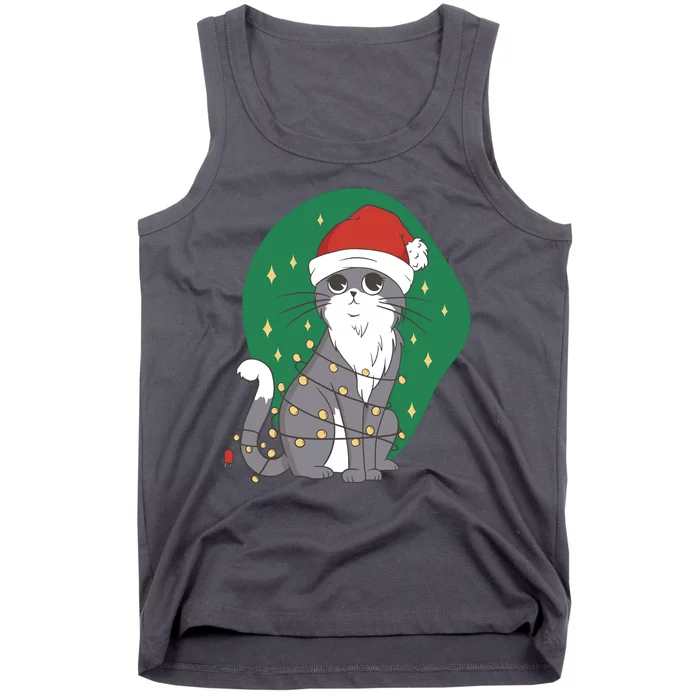 Christmas Lights Cute Cat Tank Top