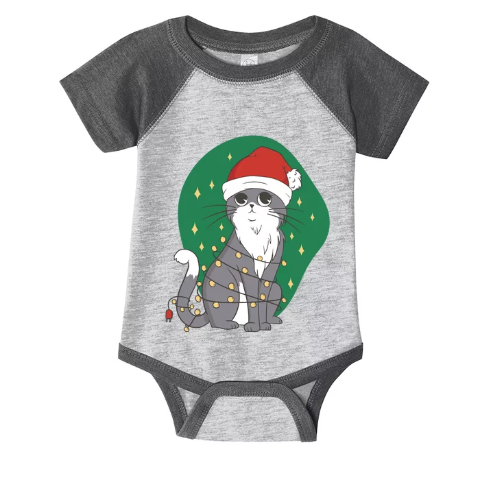 Christmas Lights Cute Cat Infant Baby Jersey Bodysuit