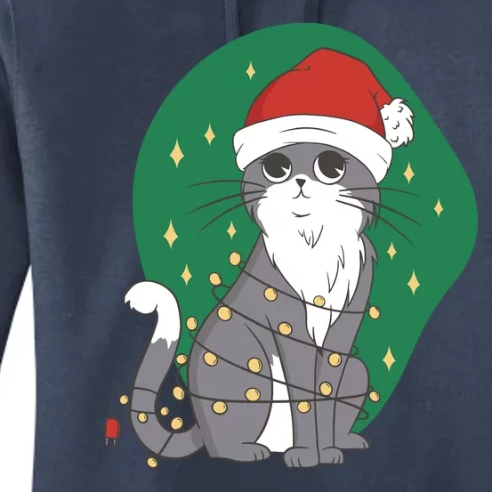 Christmas Lights Cute Cat Women's Pullover Hoodie