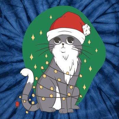 Christmas Lights Cute Cat Tie-Dye T-Shirt