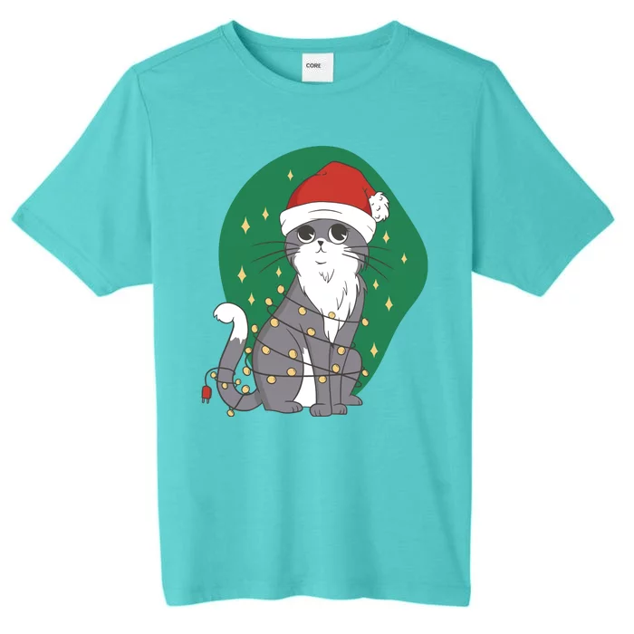 Christmas Lights Cute Cat ChromaSoft Performance T-Shirt