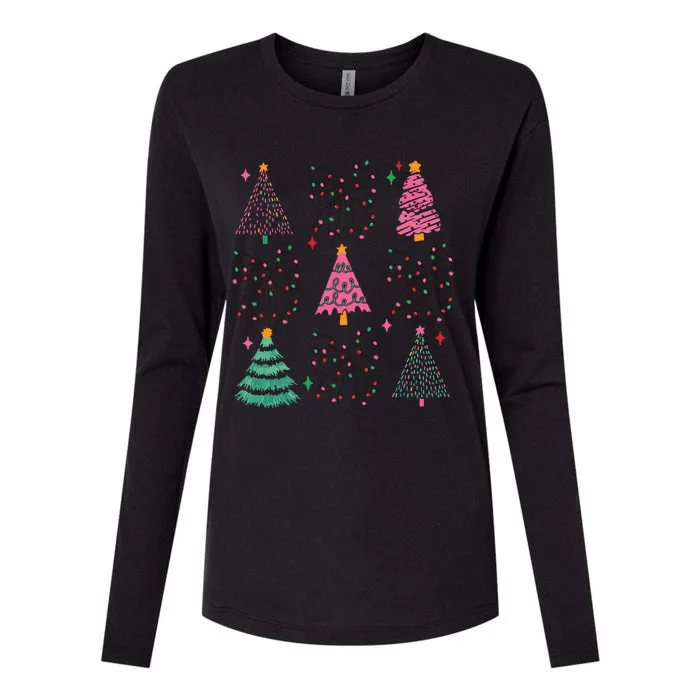 Christmas Lights Coquette Bow Womens Cotton Relaxed Long Sleeve T-Shirt