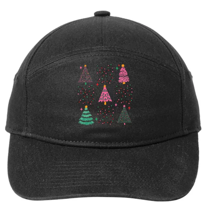 Christmas Lights Coquette Bow 7-Panel Snapback Hat