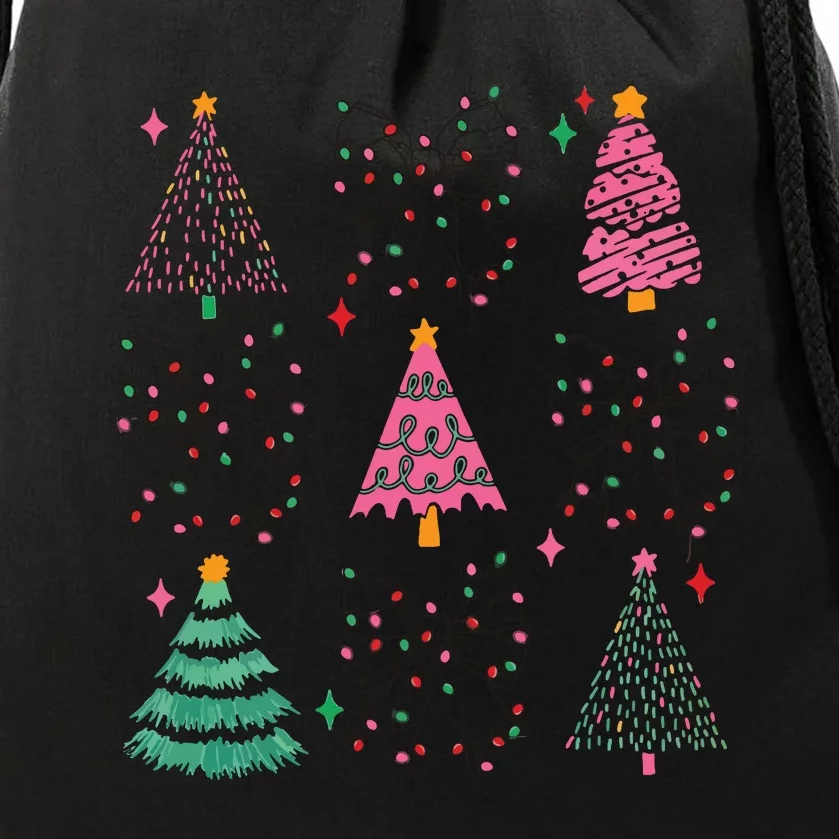 Christmas Lights Coquette Bow Drawstring Bag