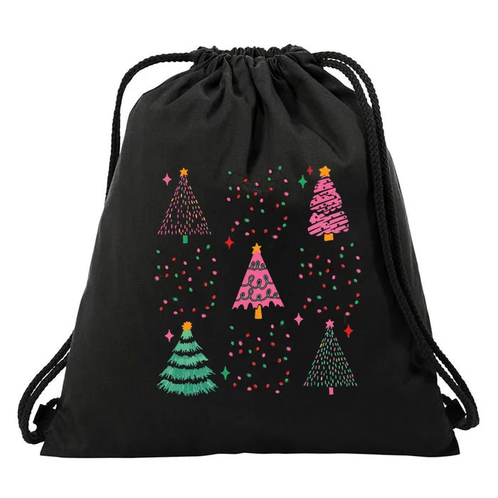 Christmas Lights Coquette Bow Drawstring Bag