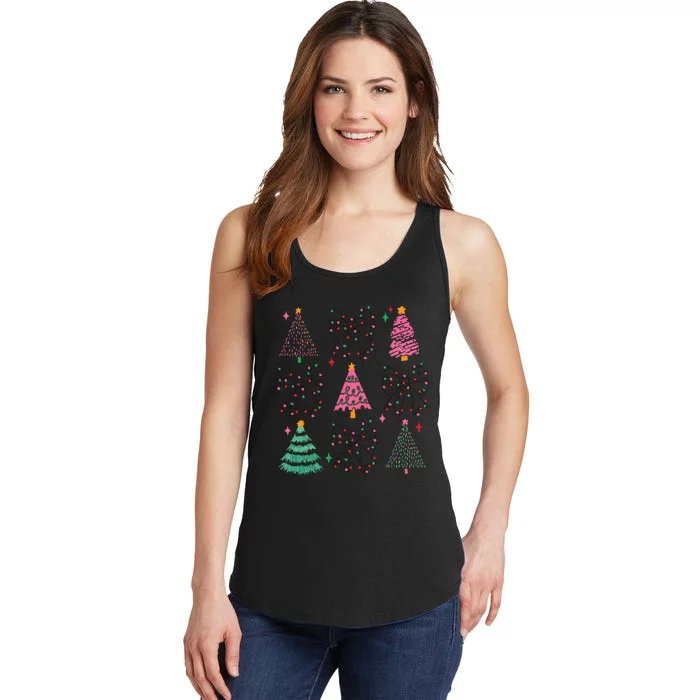 Christmas Lights Coquette Bow Ladies Essential Tank