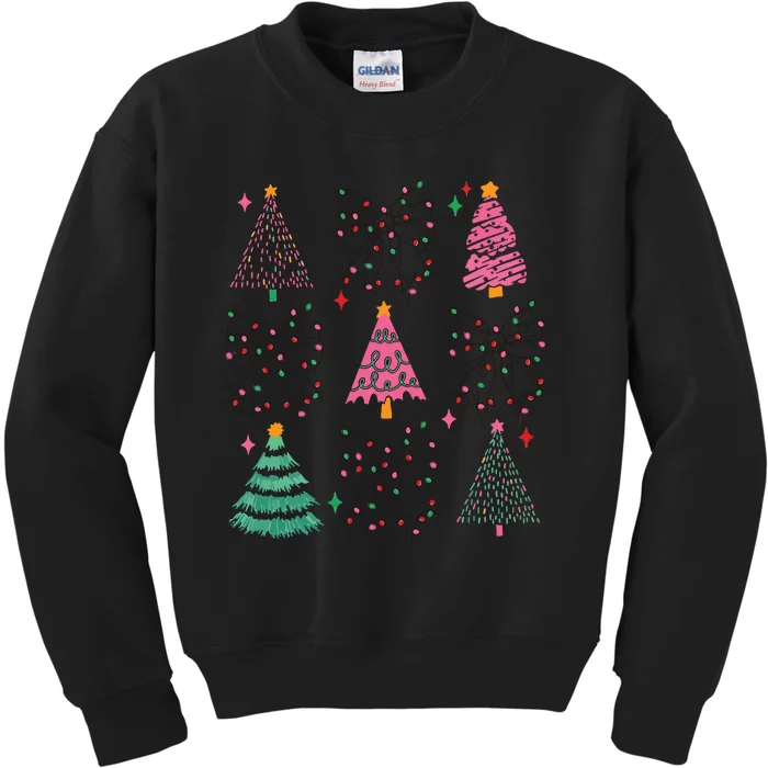 Christmas Lights Coquette Bow Kids Sweatshirt