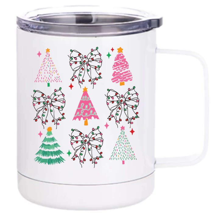 Christmas Lights Coquette Bow Front & Back 12oz Stainless Steel Tumbler Cup